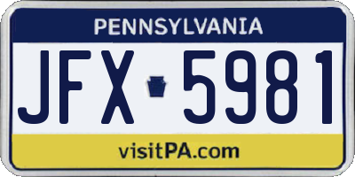 PA license plate JFX5981