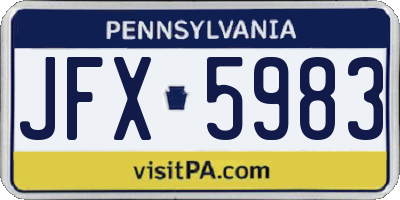 PA license plate JFX5983
