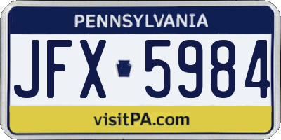 PA license plate JFX5984