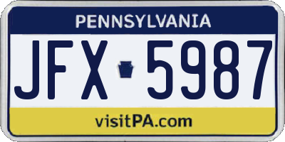 PA license plate JFX5987