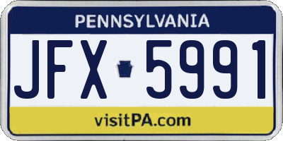 PA license plate JFX5991