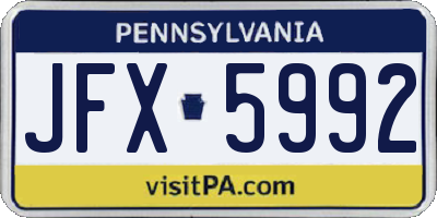 PA license plate JFX5992