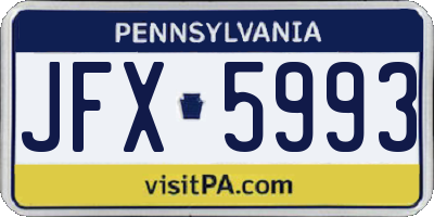 PA license plate JFX5993