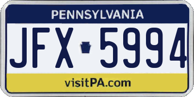 PA license plate JFX5994