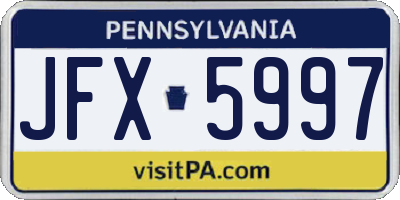 PA license plate JFX5997