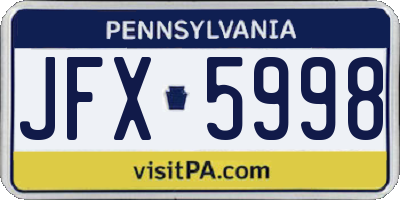 PA license plate JFX5998
