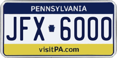 PA license plate JFX6000