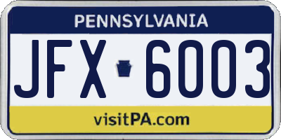PA license plate JFX6003