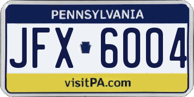 PA license plate JFX6004