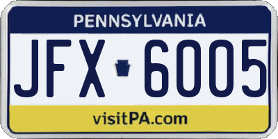 PA license plate JFX6005