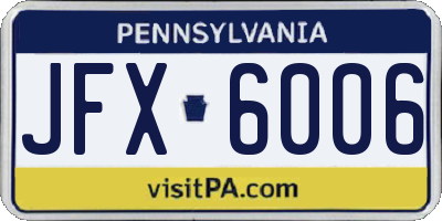 PA license plate JFX6006