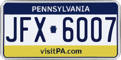 PA license plate JFX6007