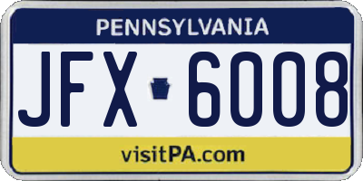 PA license plate JFX6008