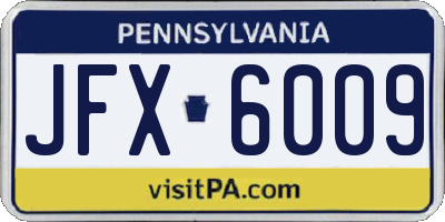 PA license plate JFX6009