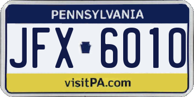 PA license plate JFX6010