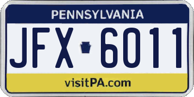 PA license plate JFX6011