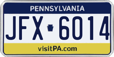 PA license plate JFX6014
