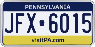 PA license plate JFX6015
