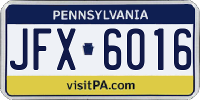 PA license plate JFX6016