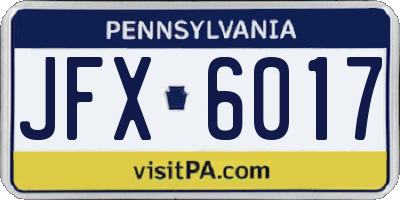 PA license plate JFX6017