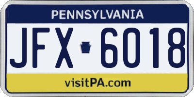 PA license plate JFX6018