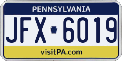 PA license plate JFX6019