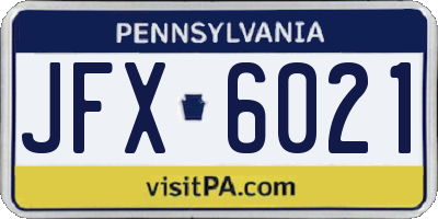 PA license plate JFX6021