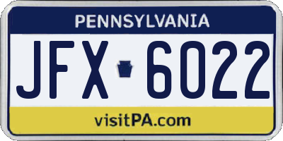 PA license plate JFX6022