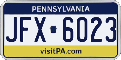 PA license plate JFX6023