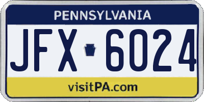 PA license plate JFX6024