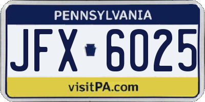 PA license plate JFX6025