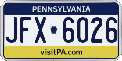 PA license plate JFX6026