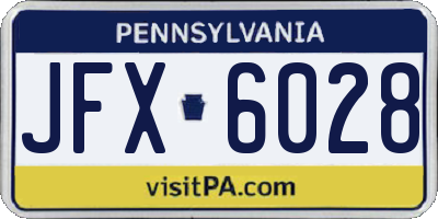 PA license plate JFX6028