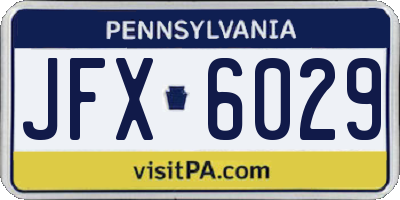 PA license plate JFX6029