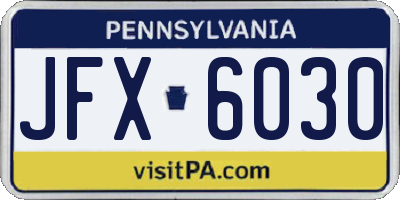 PA license plate JFX6030