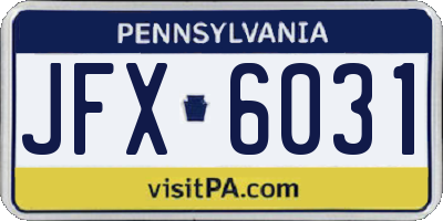 PA license plate JFX6031