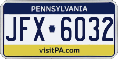 PA license plate JFX6032