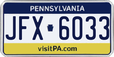 PA license plate JFX6033