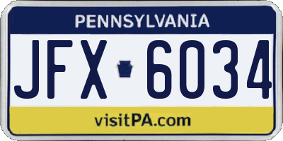 PA license plate JFX6034