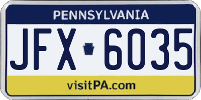 PA license plate JFX6035