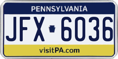 PA license plate JFX6036