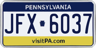 PA license plate JFX6037
