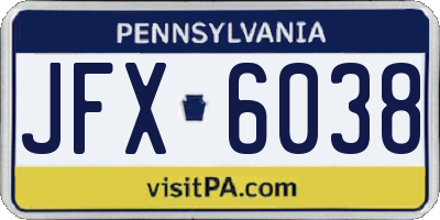 PA license plate JFX6038