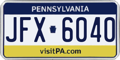 PA license plate JFX6040