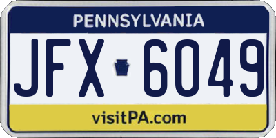 PA license plate JFX6049