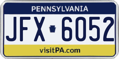 PA license plate JFX6052