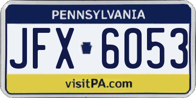 PA license plate JFX6053