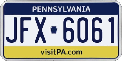PA license plate JFX6061