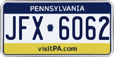 PA license plate JFX6062