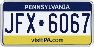 PA license plate JFX6067